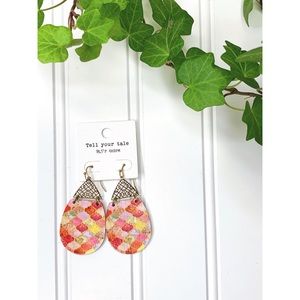 Mixed Pinks and Gold Dangle Earrings